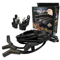 Eagle 9mm Ignition Spark Plug Leads V8 Ford 351 Windsor 115°SPB HEI Around Covers + Mounts Black