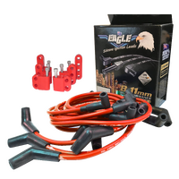 Eagle 9mm Ignition Spark Plug Leads V8 Ford 351 Windsor 115°SPB HEI Around Covers + Mounts Red