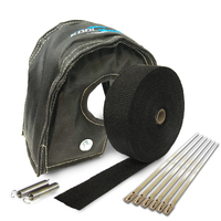 T3 Black TURBO BLANKET PLUS 7.5m WRAP & Ties Heat Shield Beanie Cover Hi Temp