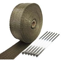 TITANIUM EXHAUST HEADER WRAP TAPE Heat Protection 2000°F 7.5m X 50m S/Less Ties