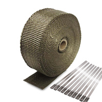 EXHAUST TITANIUM HEADER WRAP TAPE Heat Protection 2000F 7.5m X 50mm +S/Less Ties
