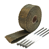 TITANIUM HEADER EXHAUST WRAP TAPE 2000F Heat Protection 10m x 25mm + S/Less Ties