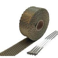 TITANIUM HEADER EXHAUST WRAP TAPE 2000F Heat Protection 4.5m x 25mm +S/Less Ties