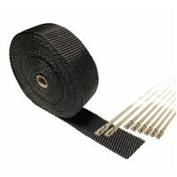 BLACK TITANIUM EXHAUST WRAP TAPE 2000°F Heat Protection 15m X 50mm +S/Less Ties
