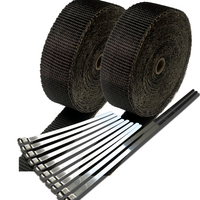 BLACK TITANIUM EXHAUST WRAP TAPE 2000°F Heat Protection 15m X 50mm +S/Less Ties