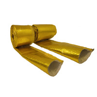 Gold Foil Heat Resistant Sleeve Hose Wrap Tube Reflective Shield 15mm ID X 1m