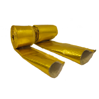 Gold Foil Heat Resistant Sleeve Hose Wrap Tube Reflective Shield 20mm ID X 1m