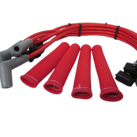 Hi Temp Insulating Spark Plug Boot Heat Shield Sleeves Red Protector Set 4