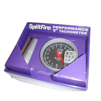 Splitfire 5" TACHO 11,000 RPM Tachometer Shift Light, Memory Recall, Black Dial